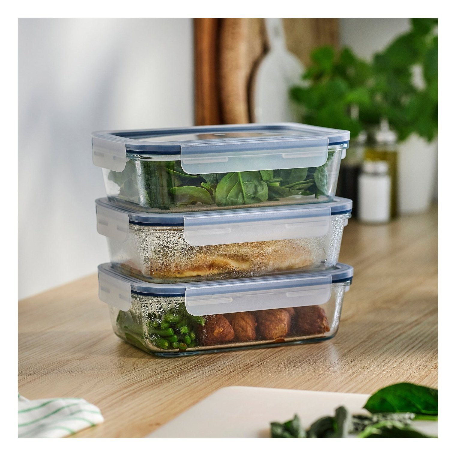 Ikea 365+ Cam Saklama Kabı Seti Cam1 Lt Dikdörtgen 3'lü Set 90623829
