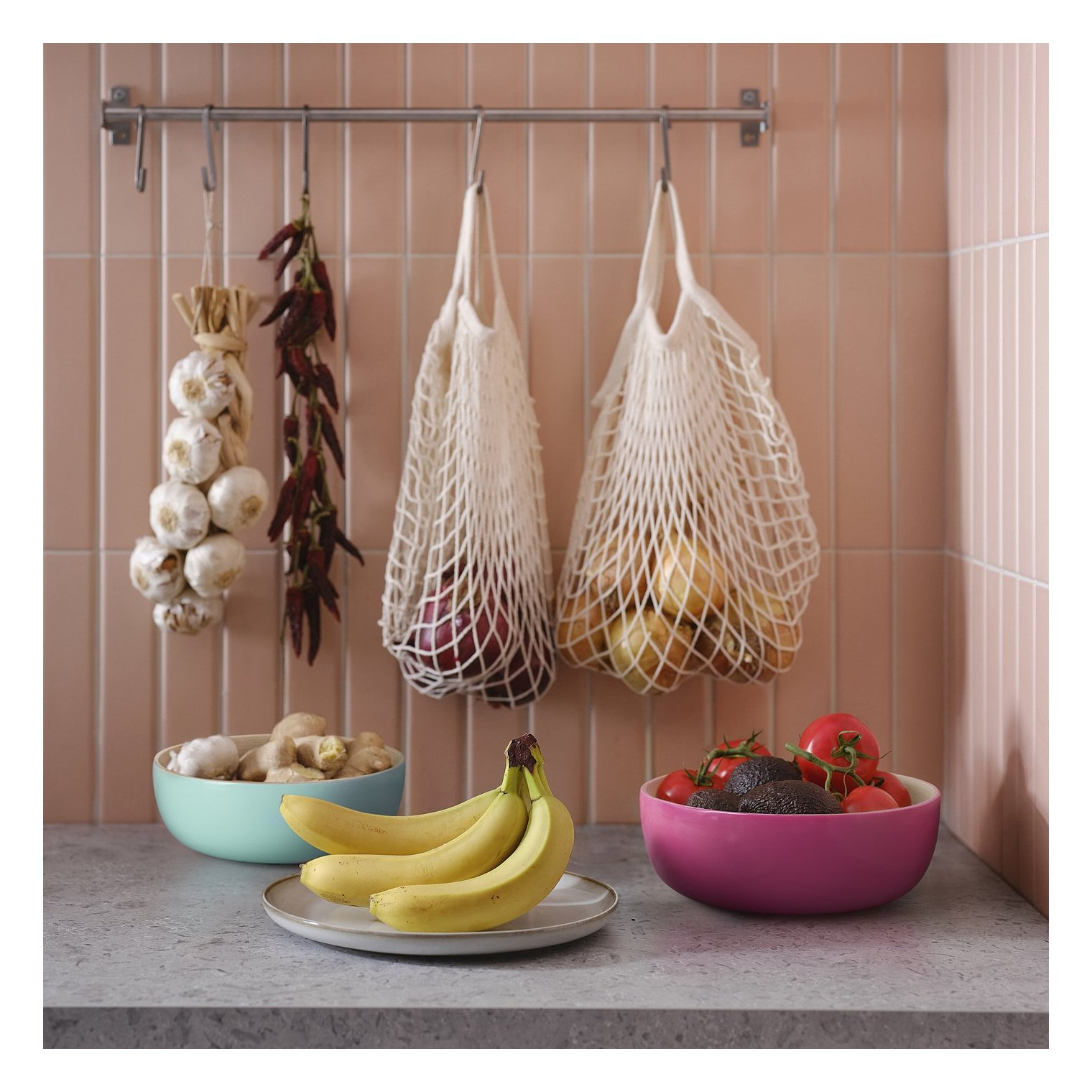 Ikea Akerhallon Bambu Servis Kasesi Pembe-Turkuaz 2 Parça 30602306