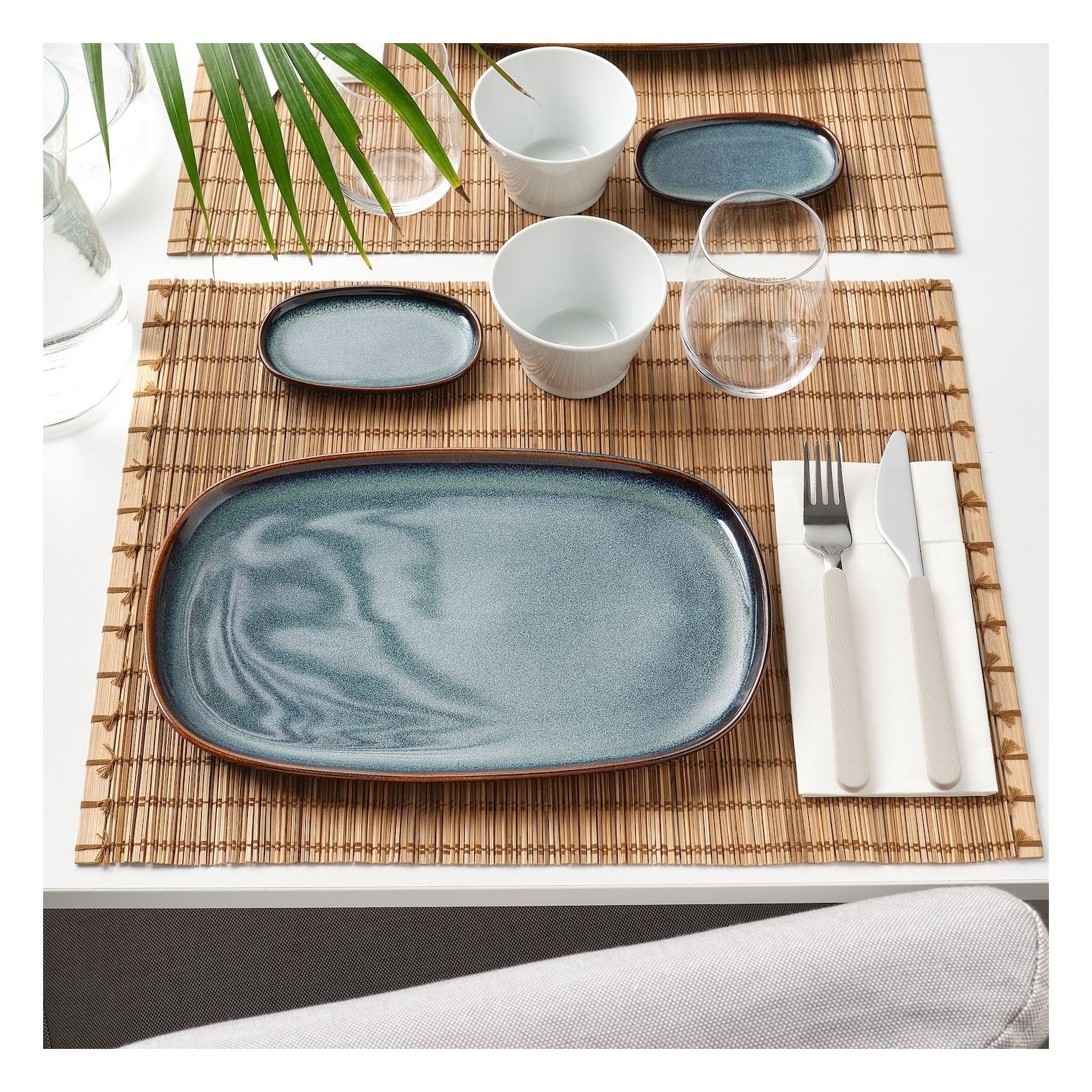 Ikea Gladelıg Servis Tabağı Mavi 31x19 Cm 30503636