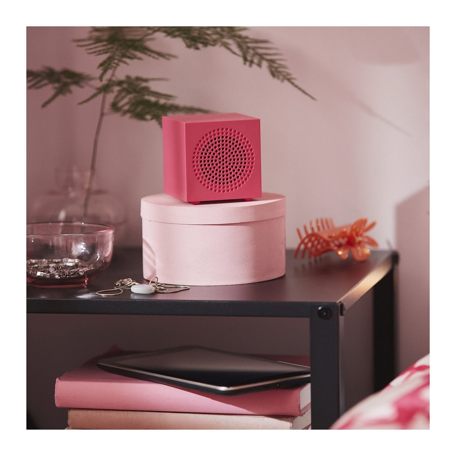 Ikea Kallsup Taşınabilir Bluetooth Hoparlör Pembe 7x7 Cm 00604694