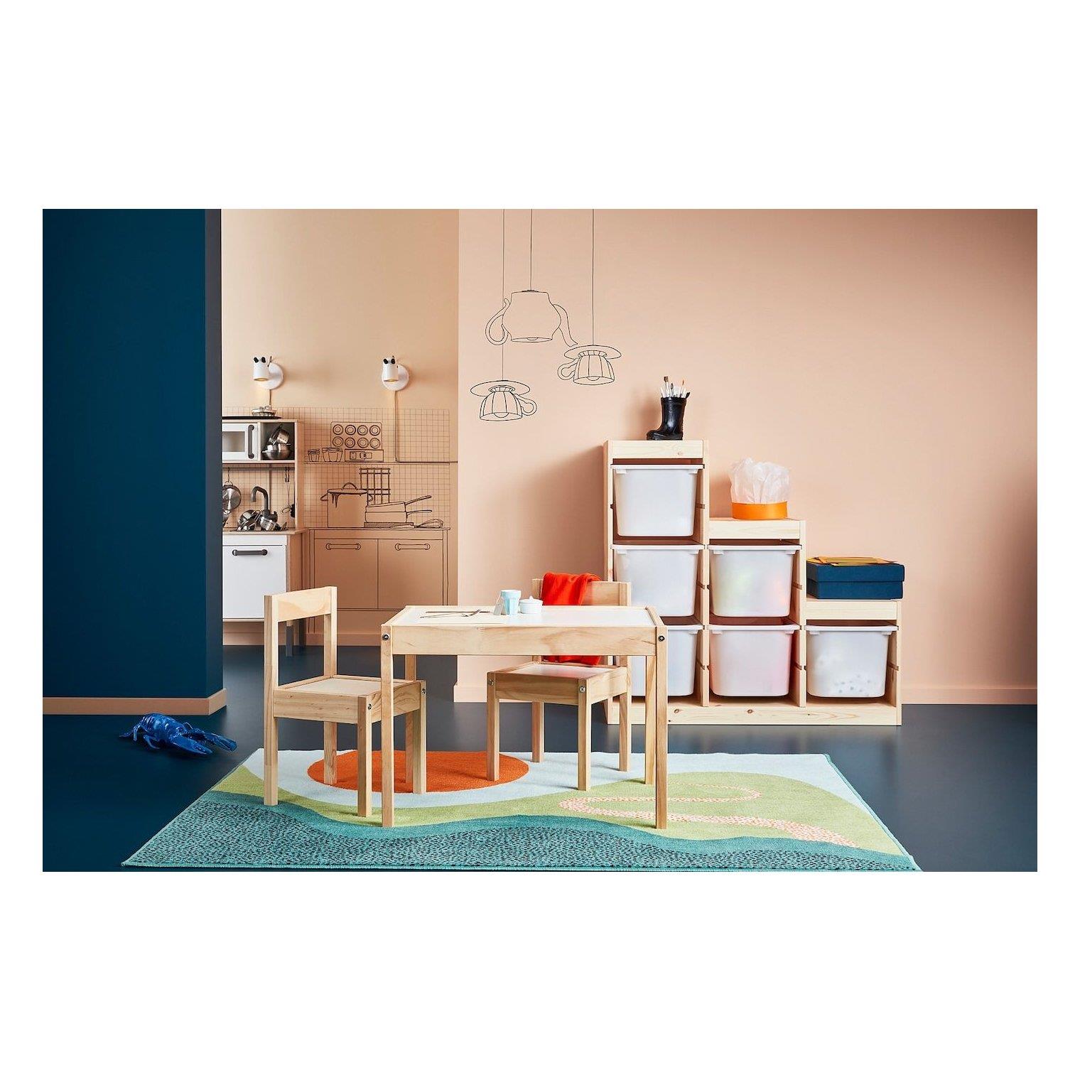 Ikea Latt Çocuk Masa Seti Beyaz-Çam 3 Prç.50178411
