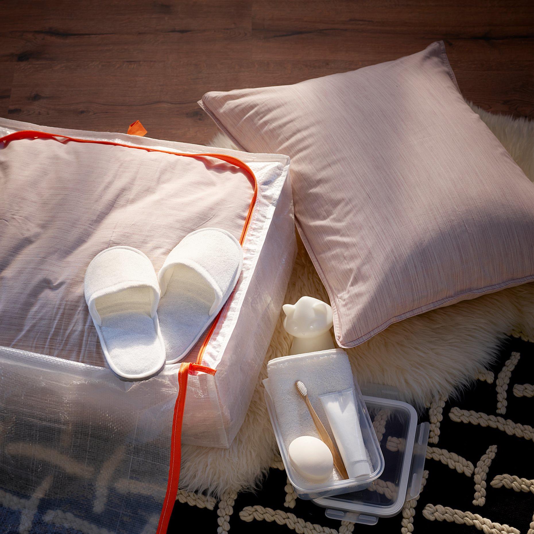 Ikea Parkla Kutu Beyaz-Turuncu 55X49X19 Cm 50395382