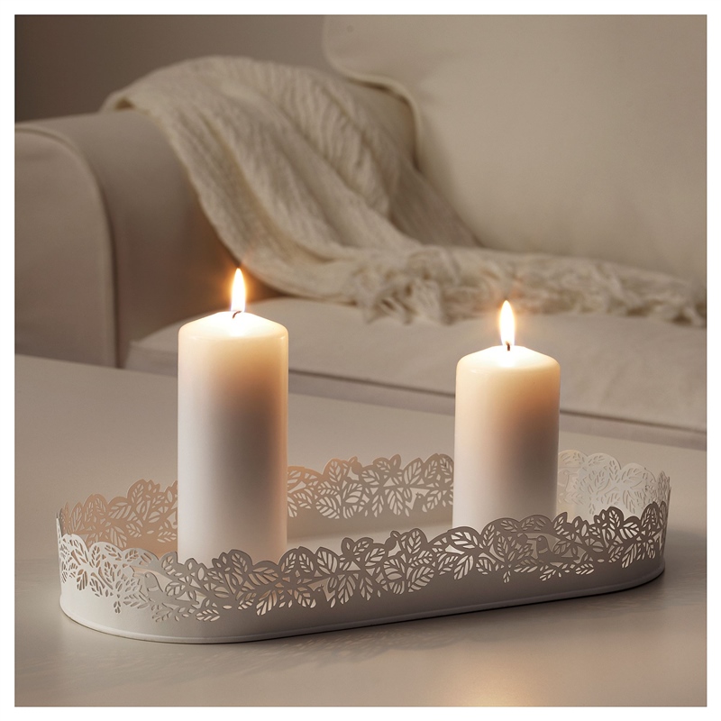 Ikea Samverka Metal Beyaz Mum Tabağı 35x15 cm 50388720