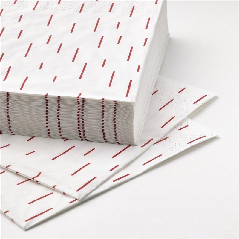 Ikea Snökrabba Peçete Kırmızı-Beyaz 33X33 Cm 30 Ad. 30561513