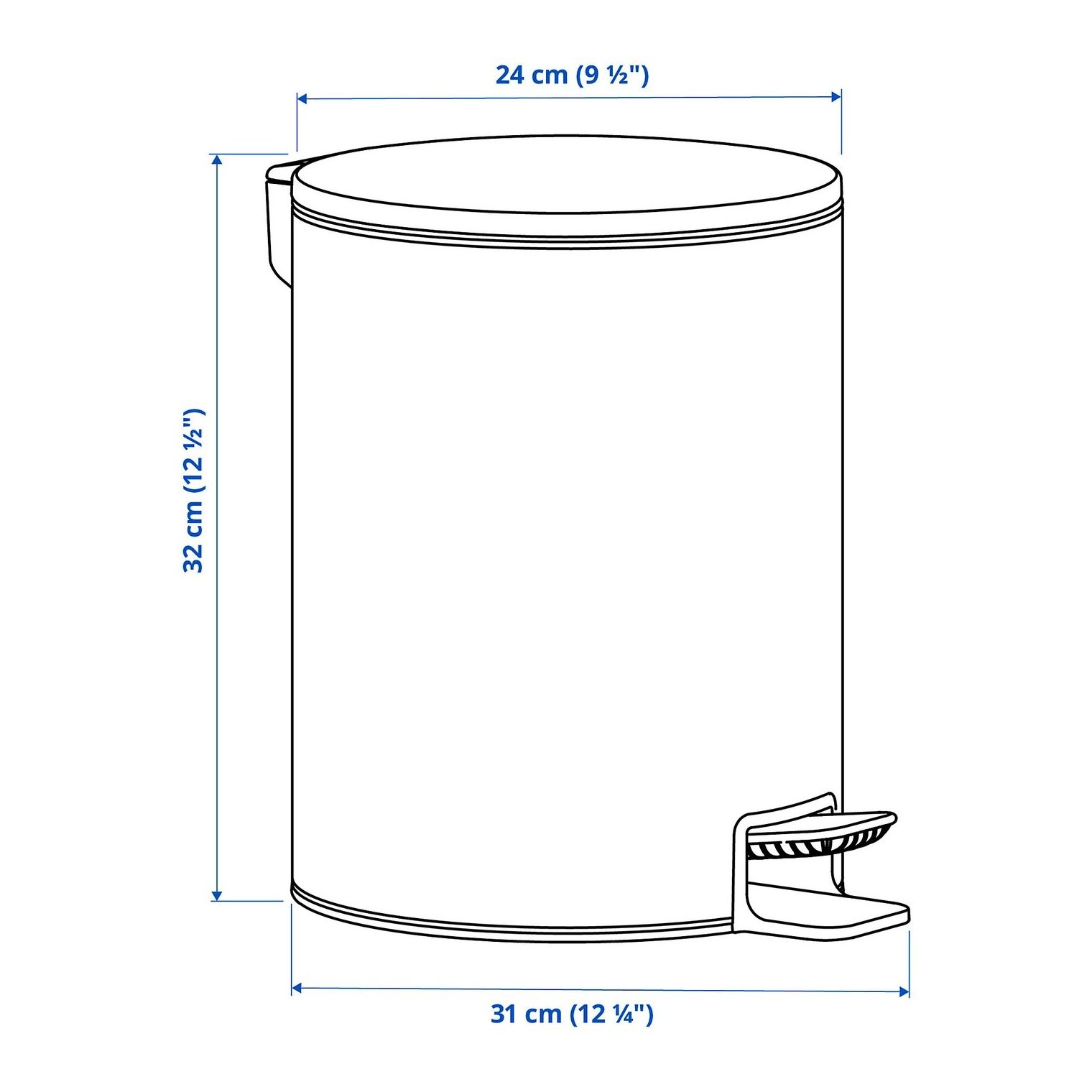 Ikea Turrıdnıng Çöp Kutusu Beyaz-Antrasit 9 Lt 70595403