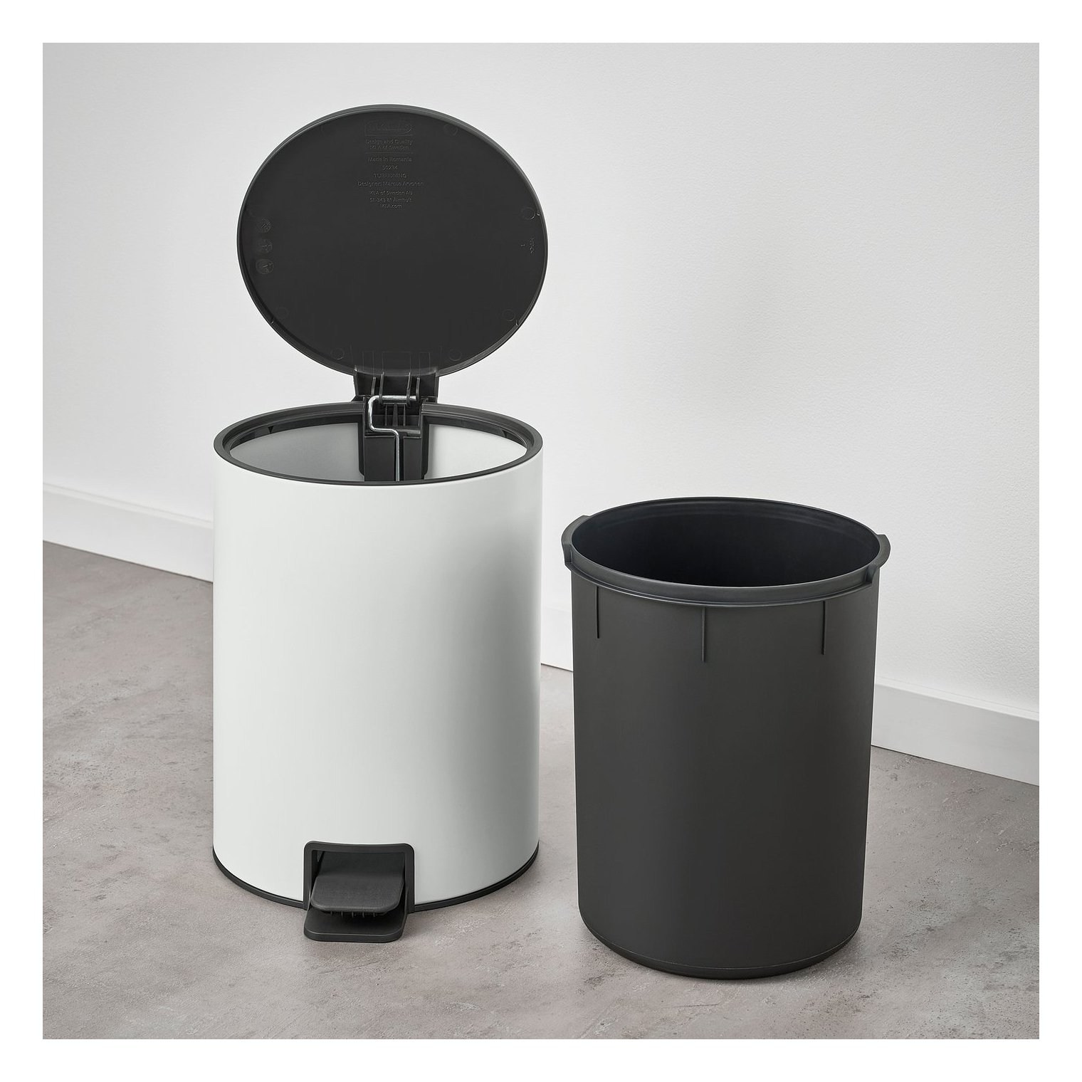 Ikea Turrıdnıng Çöp Kutusu Beyaz-Antrasit 9 Lt 70595403
