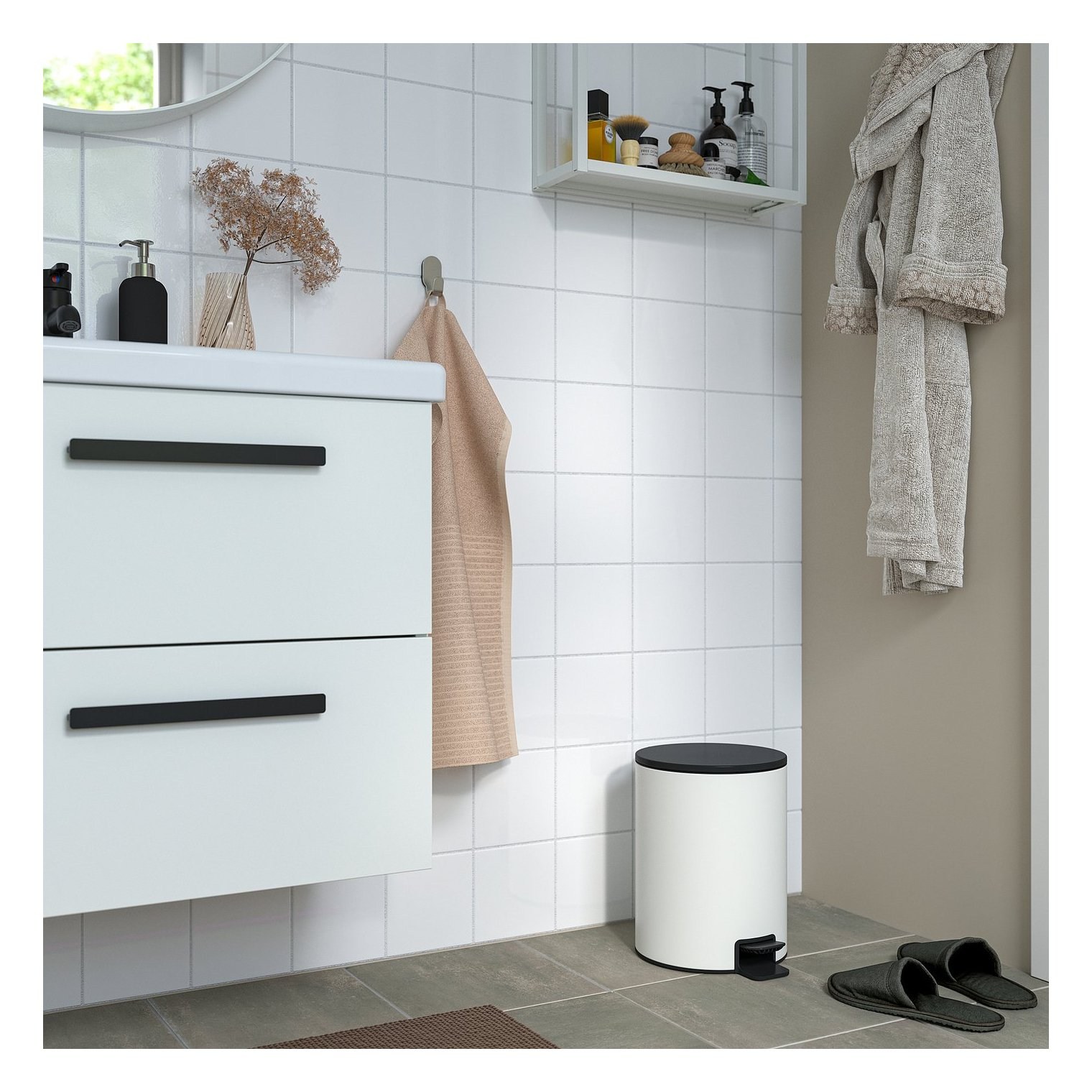Ikea Turrıdnıng Çöp Kutusu Beyaz-Antrasit 9 Lt 70595403