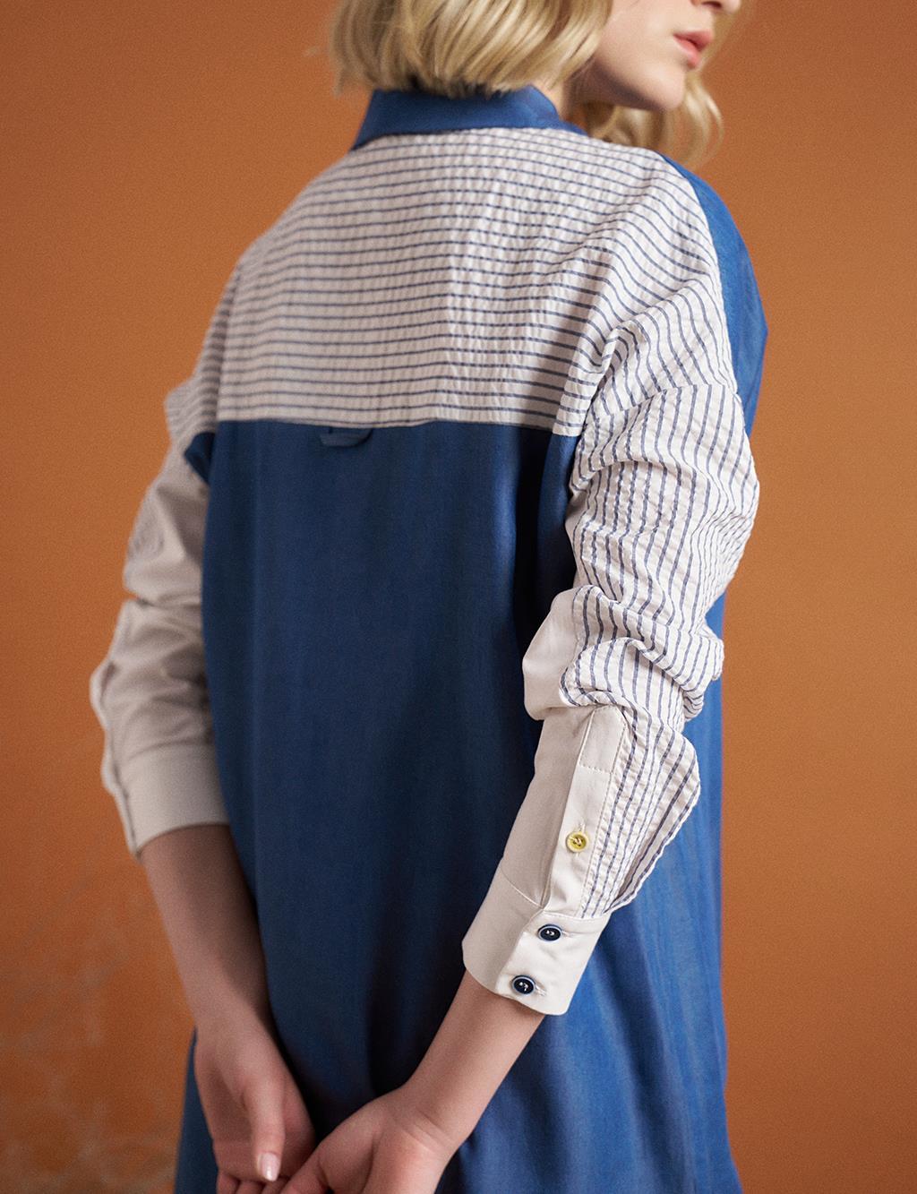 Kayra Kolları Nakışlı Katlı Tunik 