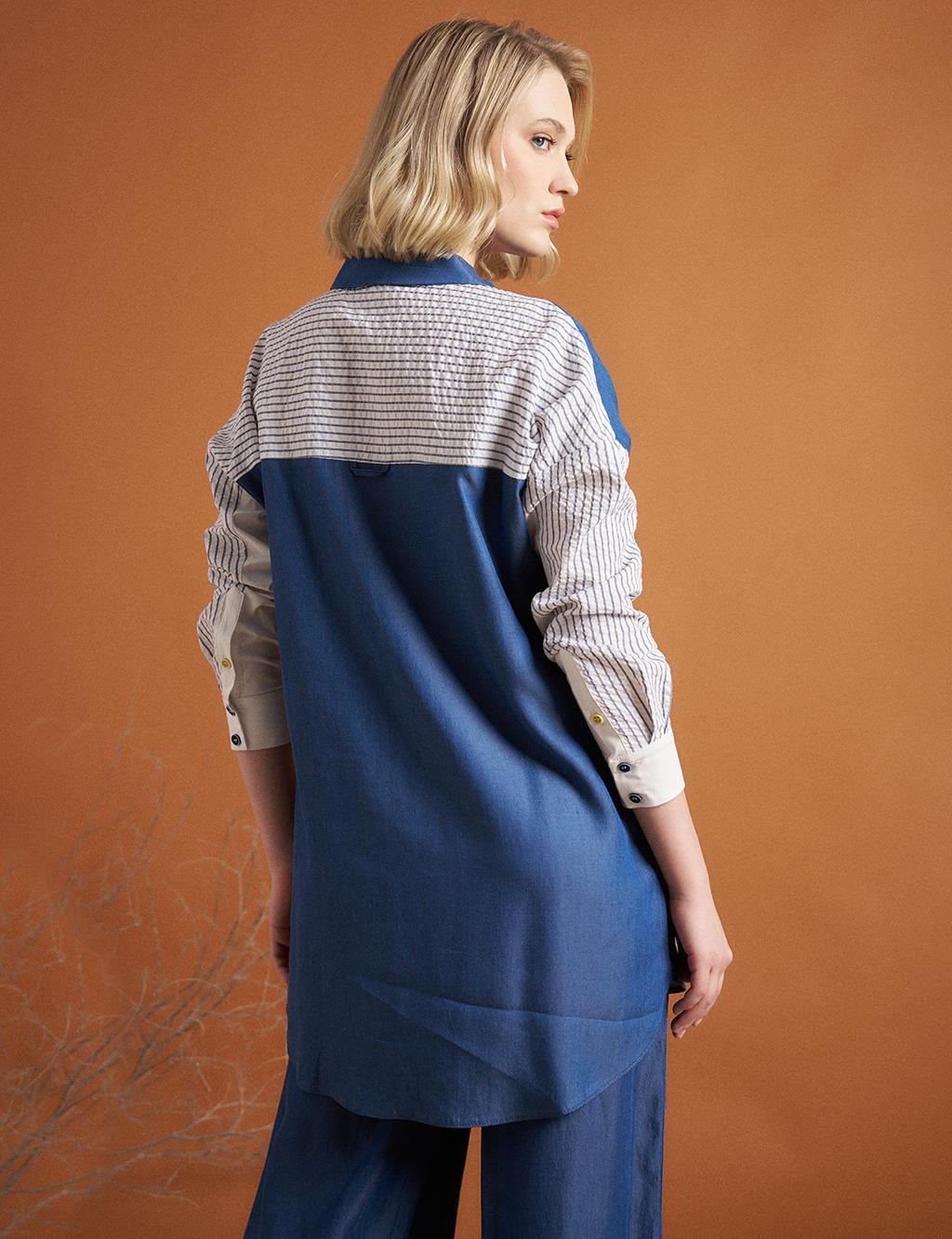 Kayra Kolları Nakışlı Katlı Tunik 