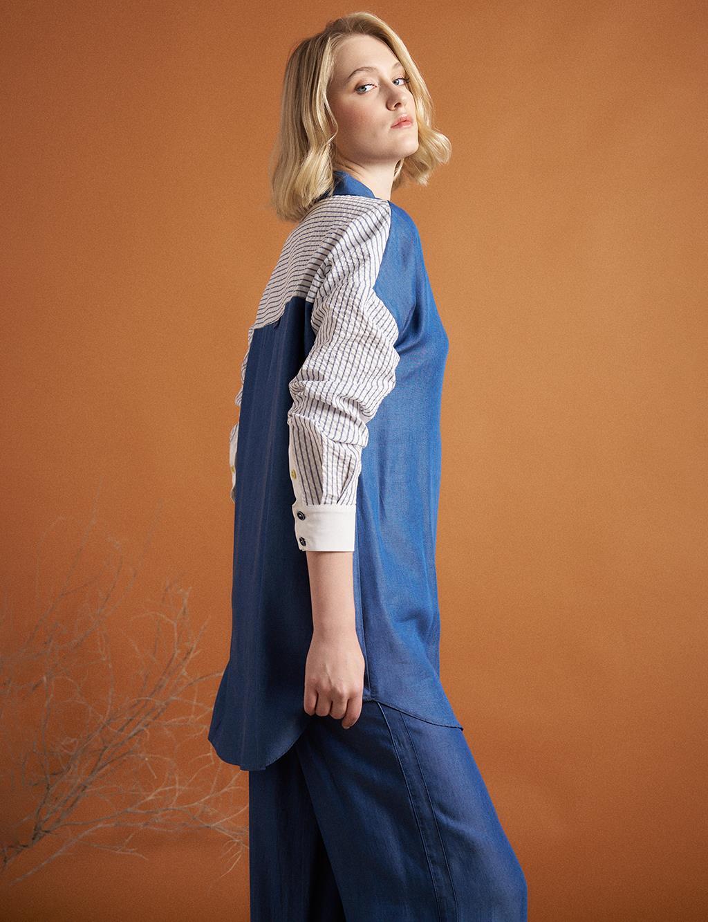 Kayra Kolları Nakışlı Katlı Tunik 