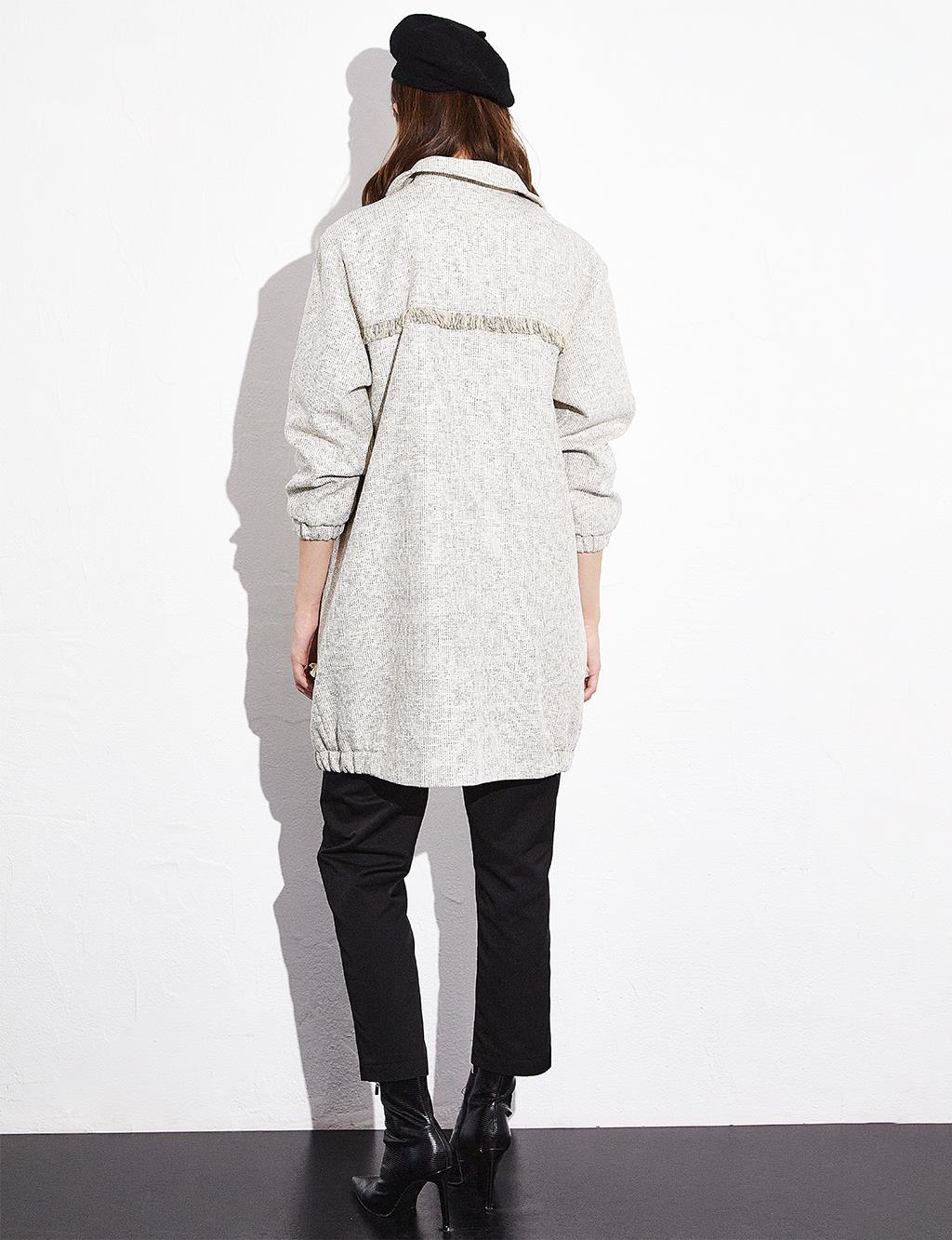 Kayra Saçaklı Taş Detaylı Tüvit Ceket