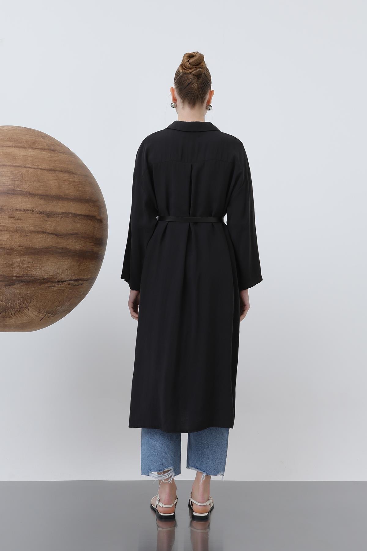 Loreen Uzun Kemer Detaylı Gömlek Elbise 20629