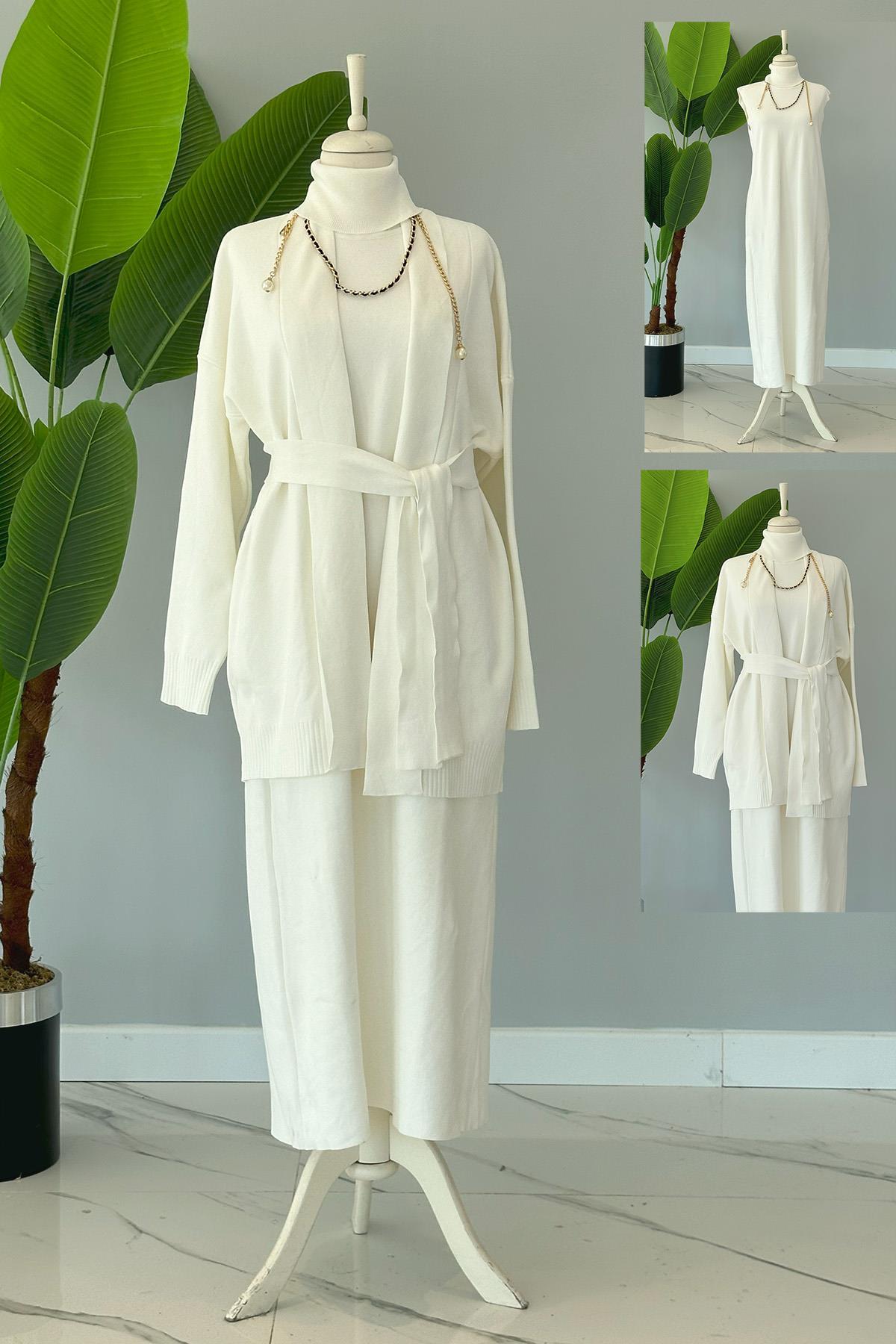 MSS PAMUKLU TRİKO ELBİSE HIRKA TAKIM 23KG14T4197