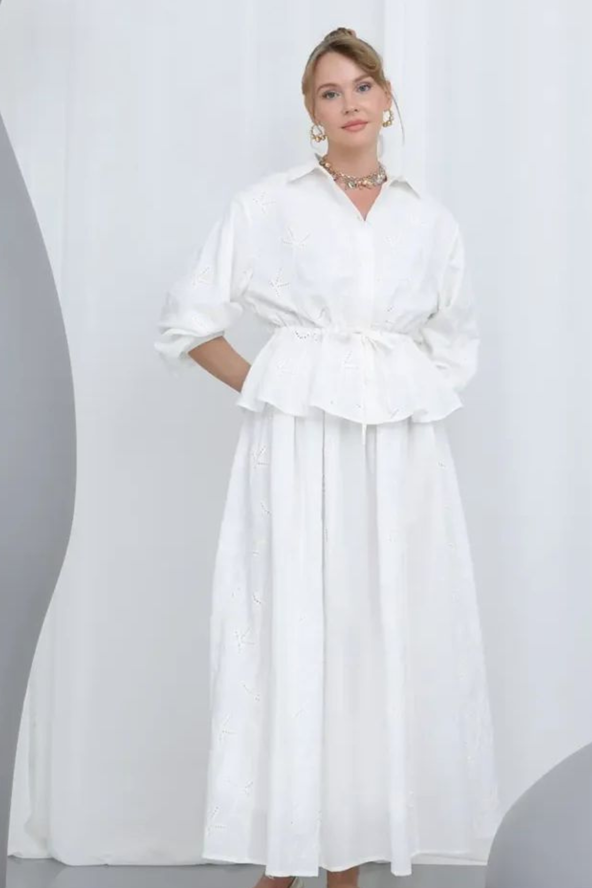 MUN ÇİÇEK İŞLEMELİ ETEKLİ TAKIM 14348