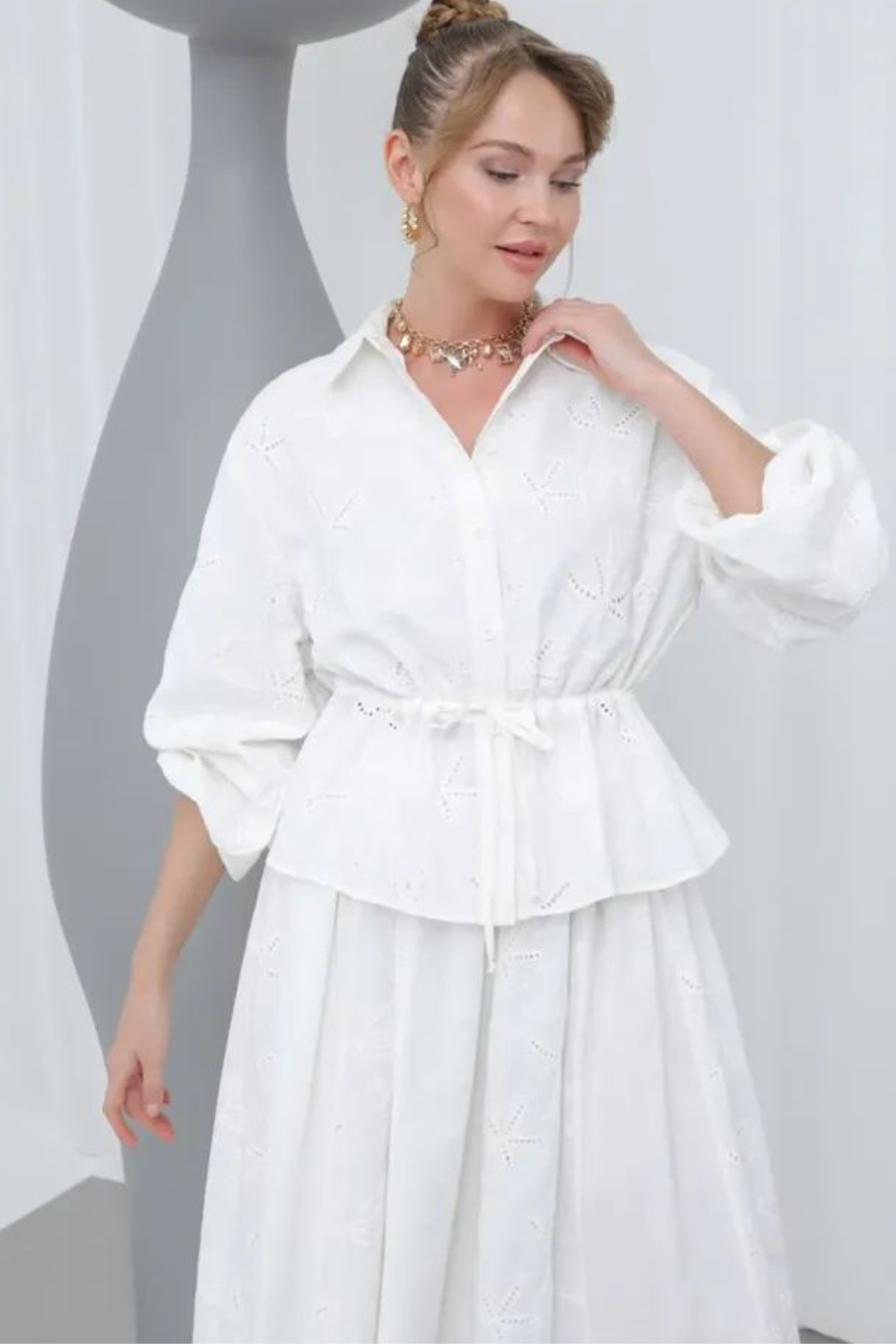 MUN ÇİÇEK İŞLEMELİ ETEKLİ TAKIM 14348