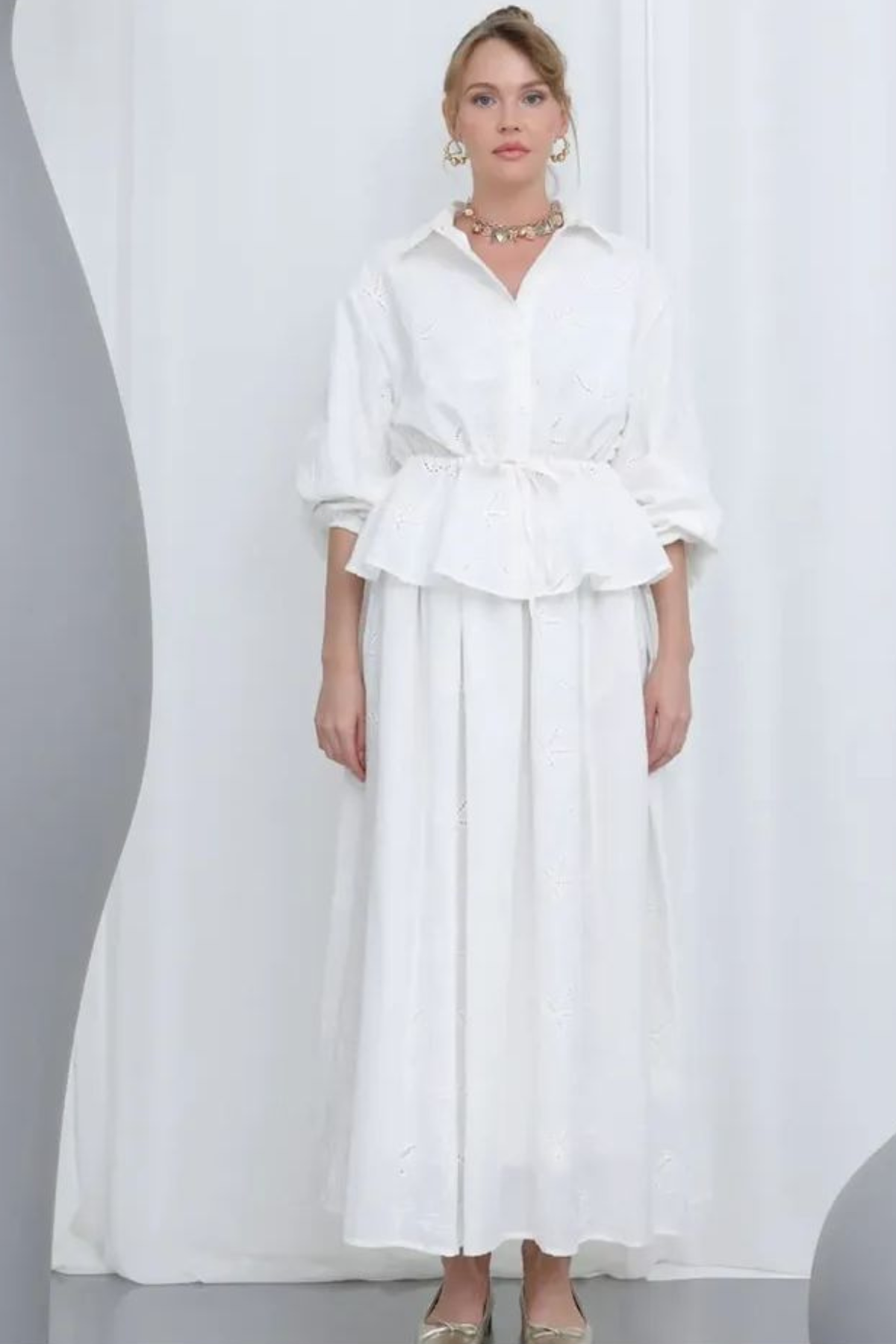 MUN ÇİÇEK İŞLEMELİ ETEKLİ TAKIM 14348