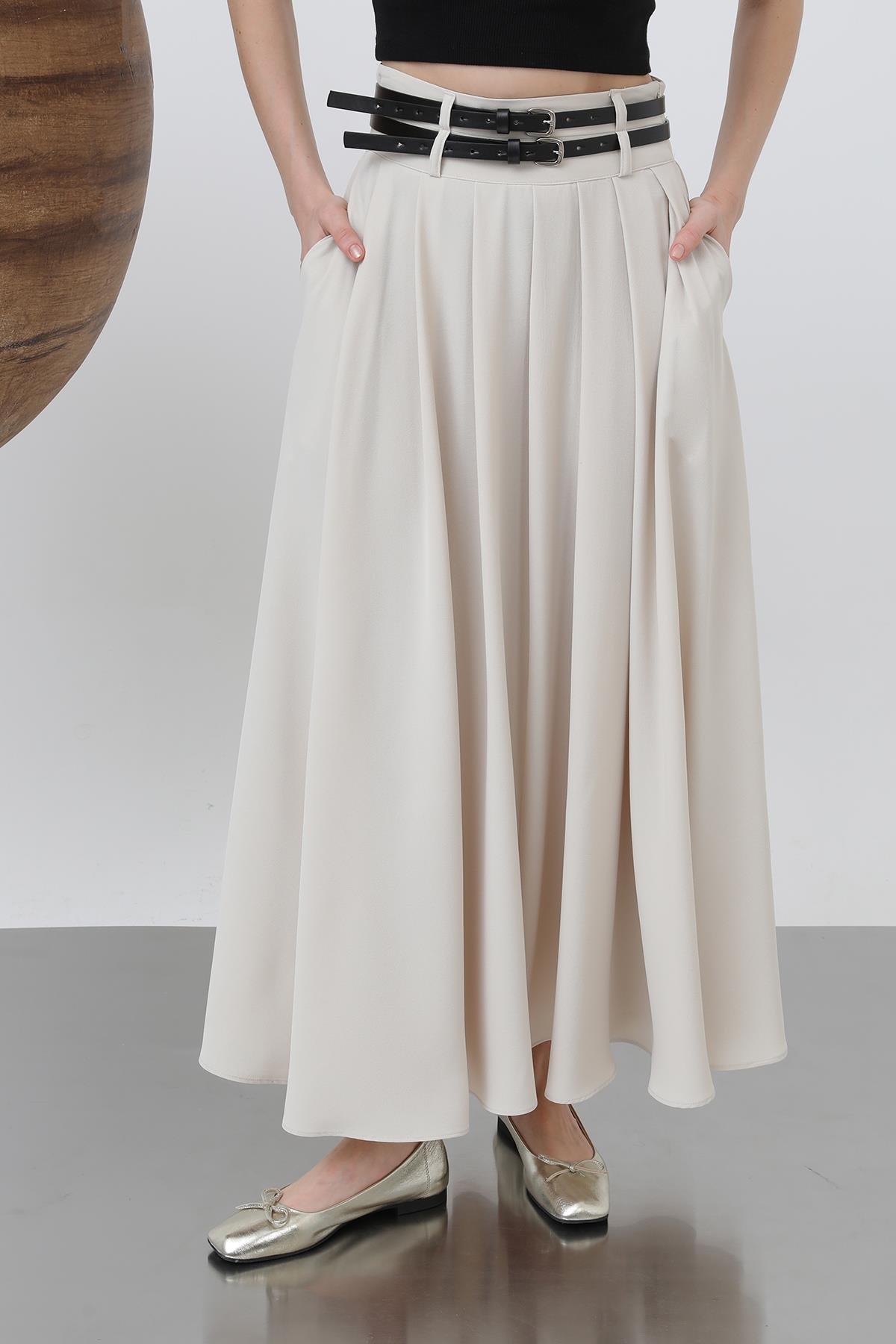 MUN ÇİFT KEMERLİ ETEK 18234