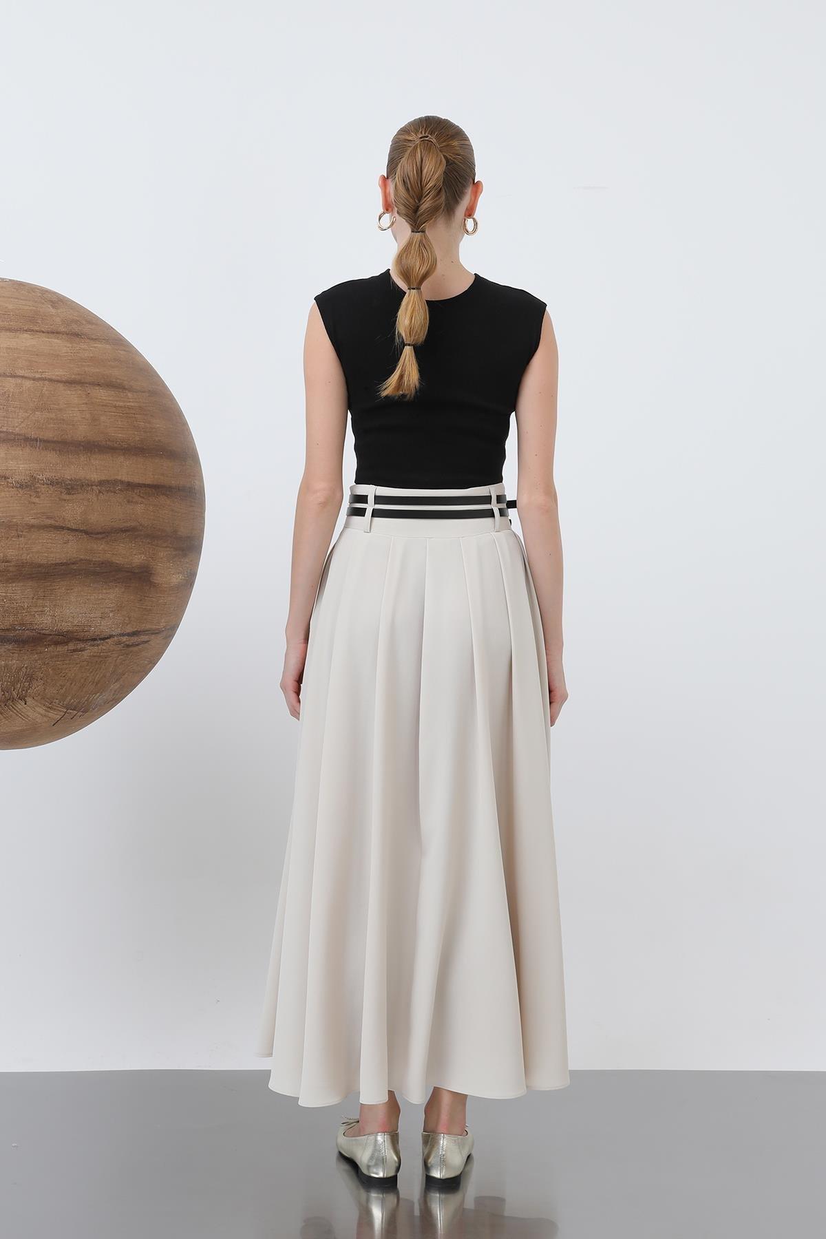 MUN ÇİFT KEMERLİ ETEK 18234