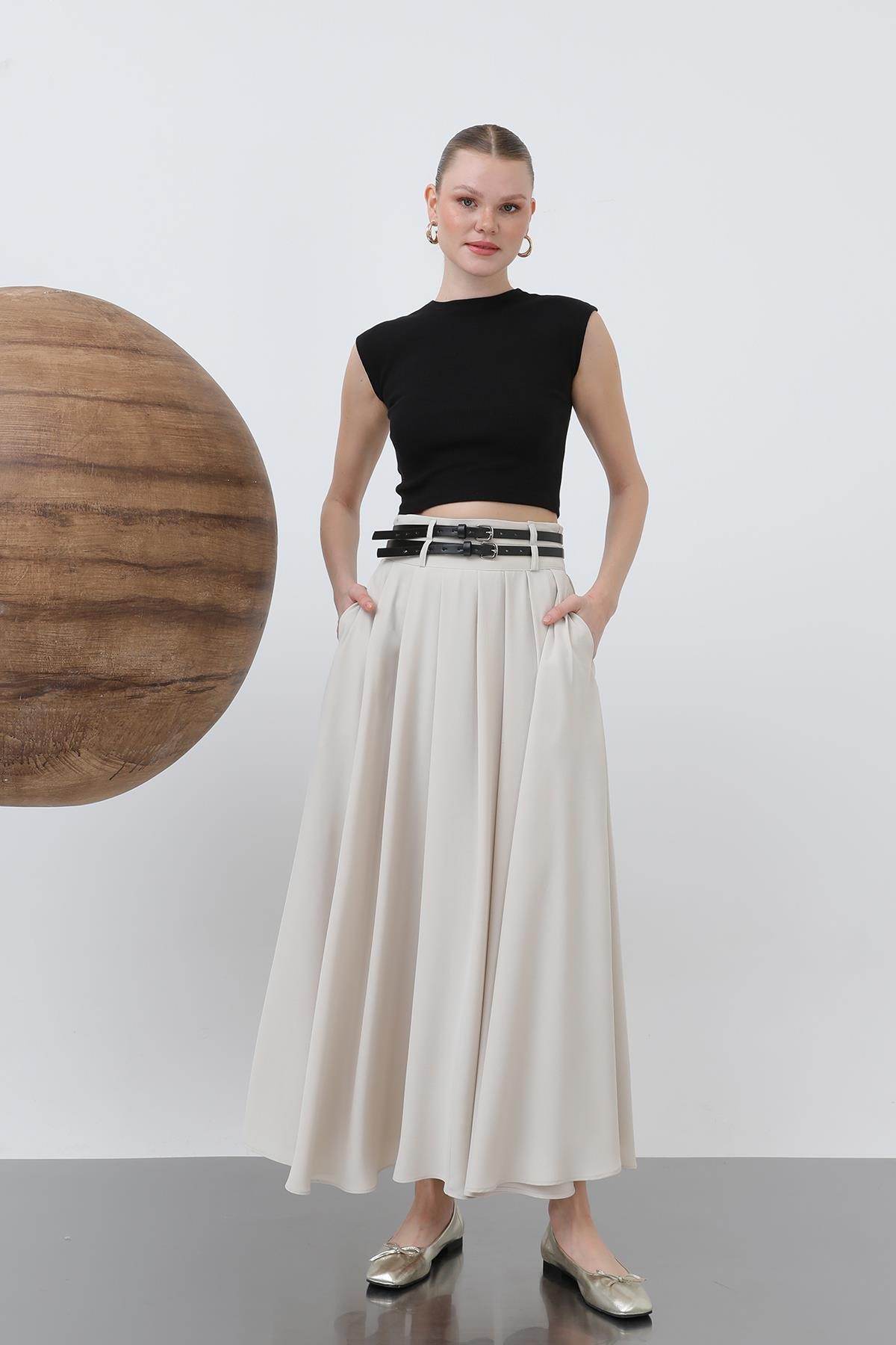 MUN ÇİFT KEMERLİ ETEK 18234