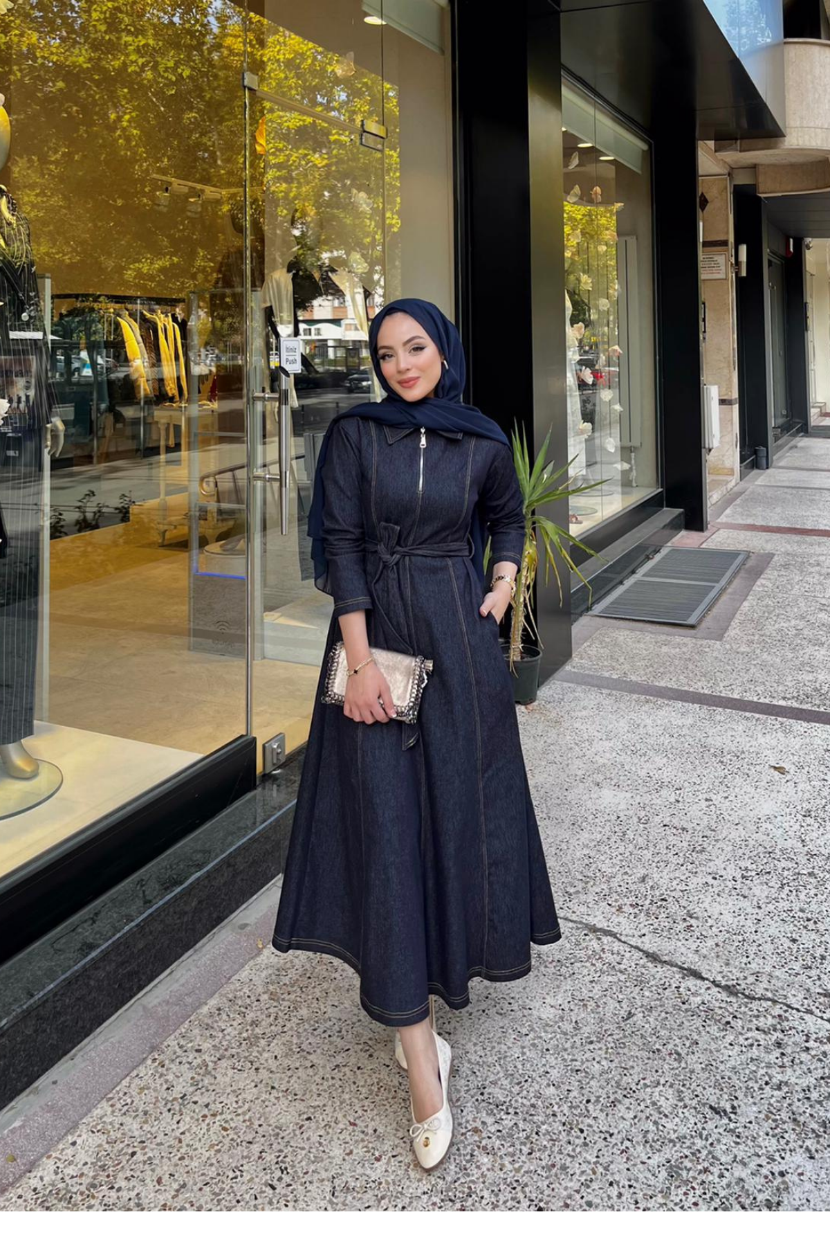 MUN ELBİSE KUŞAKLI KOT 32396