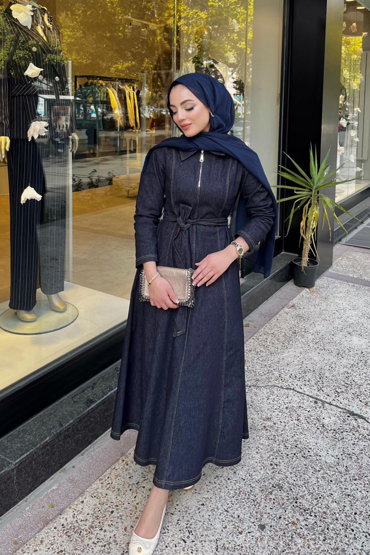 MUN ELBİSE KUŞAKLI KOT 32396