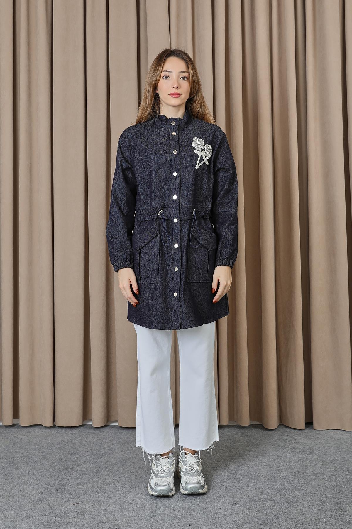 Puane Beli Tünelli ve Aksesuarlı Denim Tunik