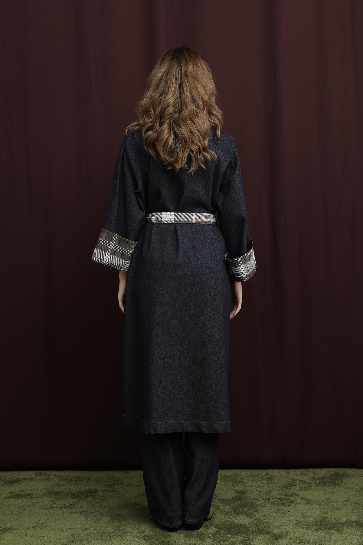 Soul Ekose Detaylı Denim Trench - 32392