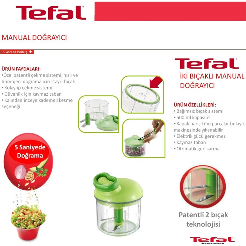 Tefal Manuel Doğrayıcı 500 Ml.
