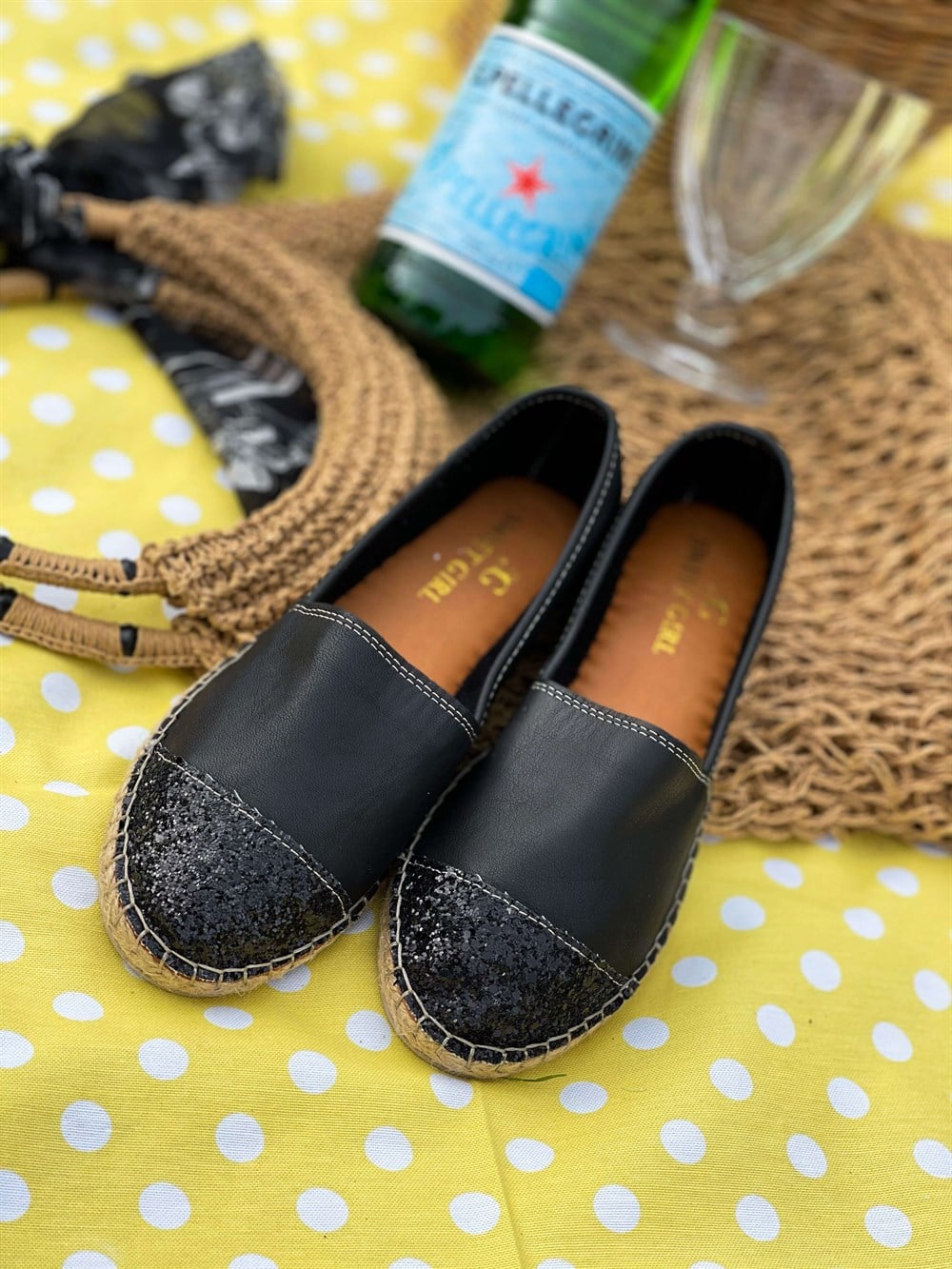 Casey Deri Espadril Model Siyah Cam