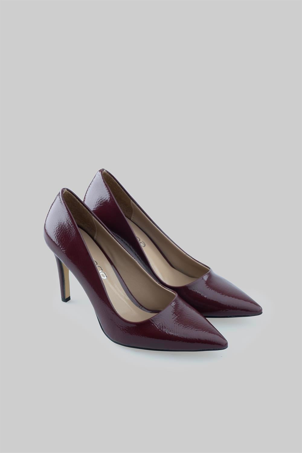Venüs Model Özel Seri Klasik Stiletto Bordo Kırışık