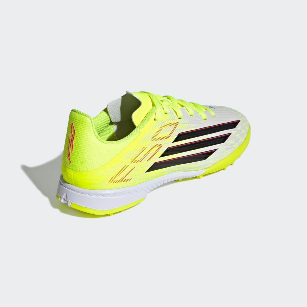 Adidas F50 League TF J Çocuk Halı Saha Kramponu - Beyaz / Neon Sarı