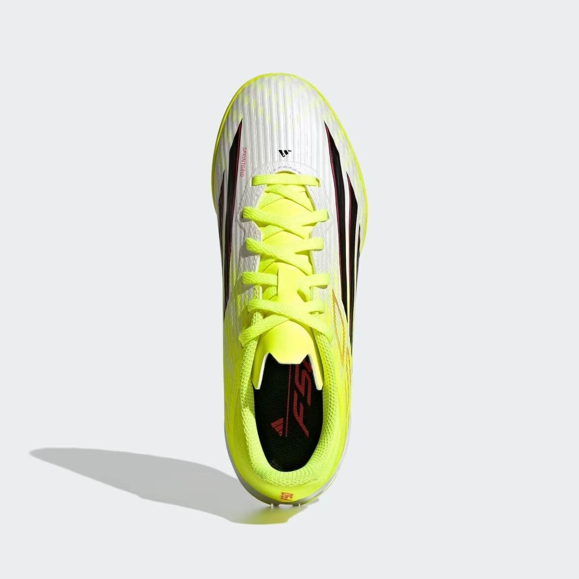Adidas F50 League TF J Çocuk Halı Saha Kramponu - Beyaz / Neon Sarı