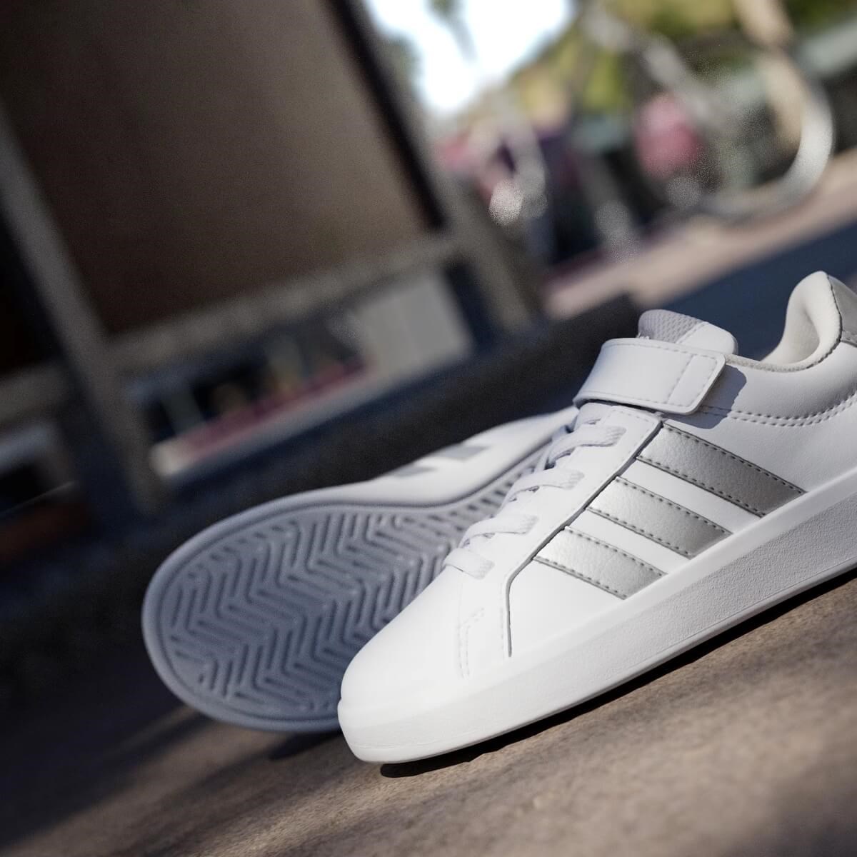 Adidas Grand Court 3.0 EL C Çocuk Ayakkabısı - Beyaz / Gümüş