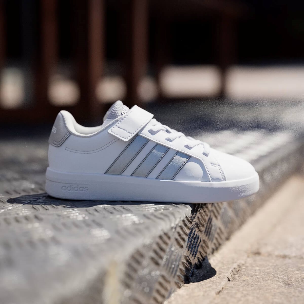 Adidas Grand Court 3.0 EL C Çocuk Ayakkabısı - Beyaz / Gümüş