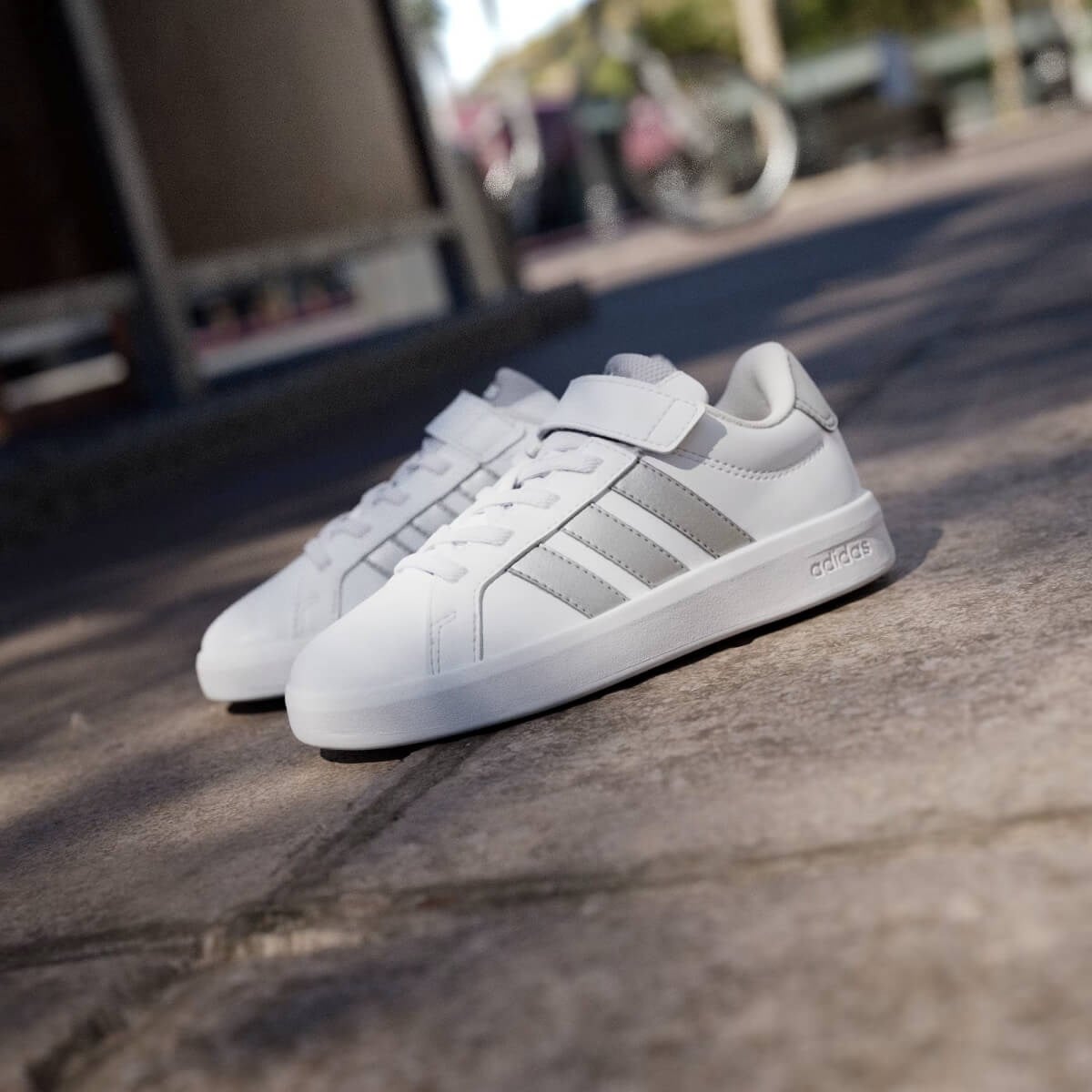 Adidas Grand Court 3.0 EL C Çocuk Ayakkabısı - Beyaz / Gümüş
