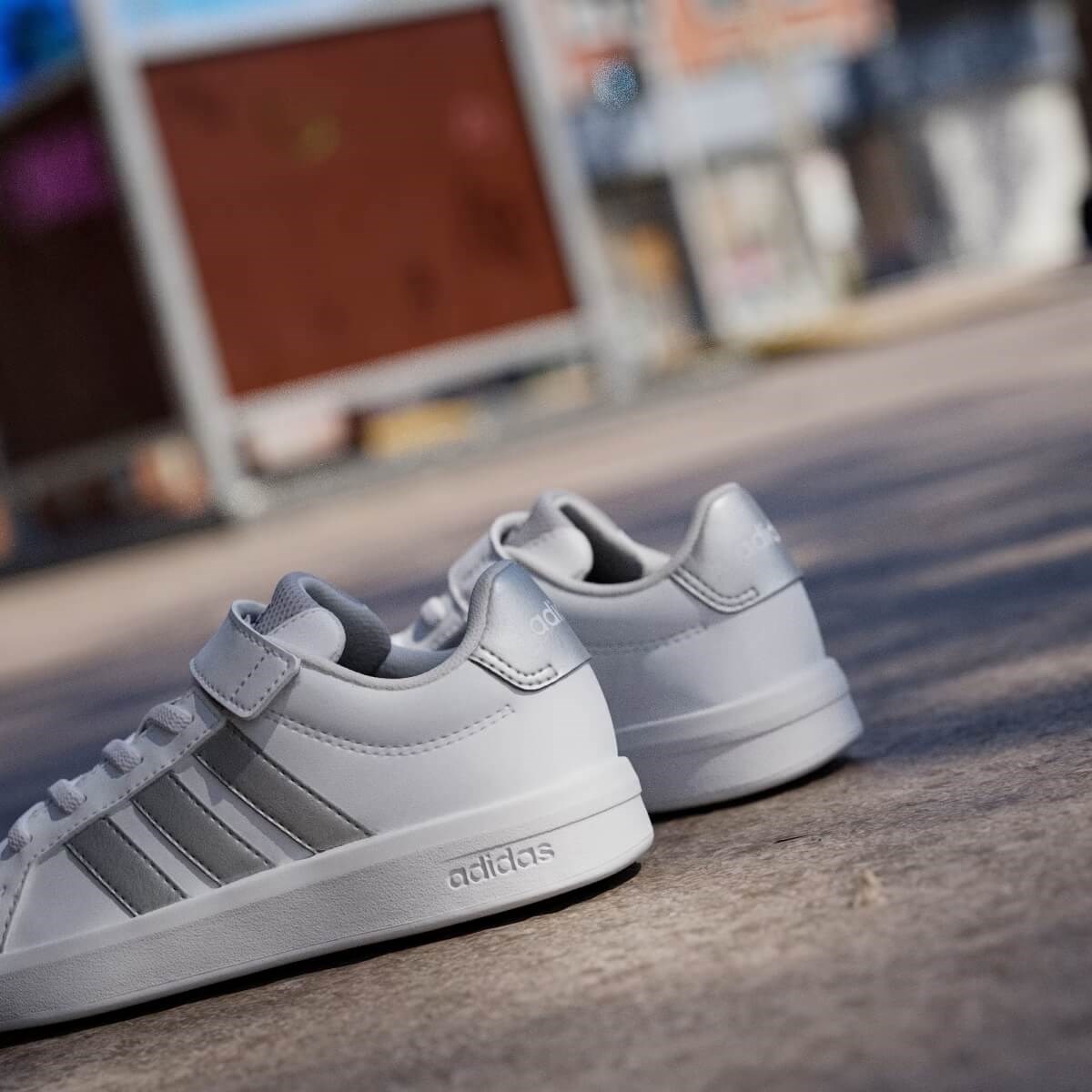Adidas Grand Court 3.0 EL C Çocuk Ayakkabısı - Beyaz / Gümüş