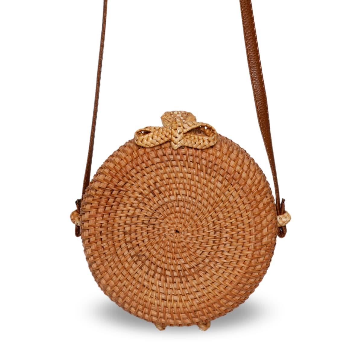 Bagoist 16 Cm Tam Oval Rattan Çanta