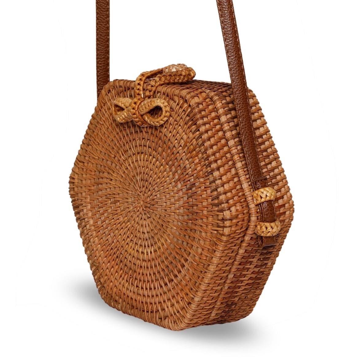 Bagoist 20 cm Altıgen Rattan Çanta