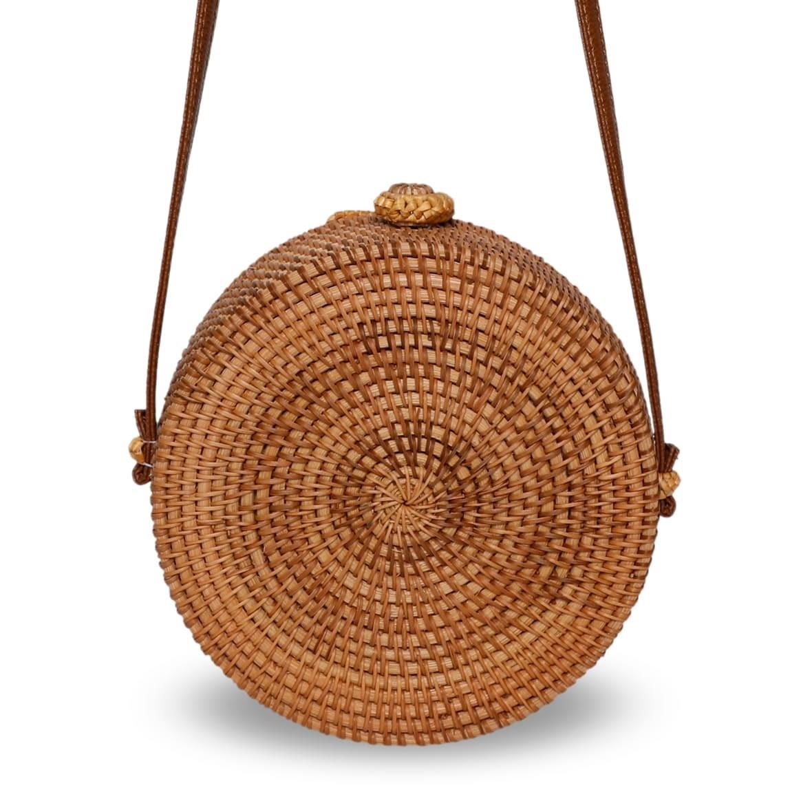Bagoist 20 cm Oval Rattan Çanta