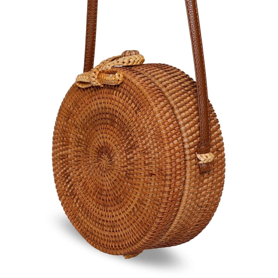 Bagoist 20 cm Oval Rattan Çanta