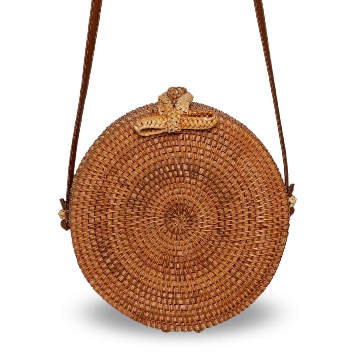 Bagoist 20 cm Oval Rattan Çanta