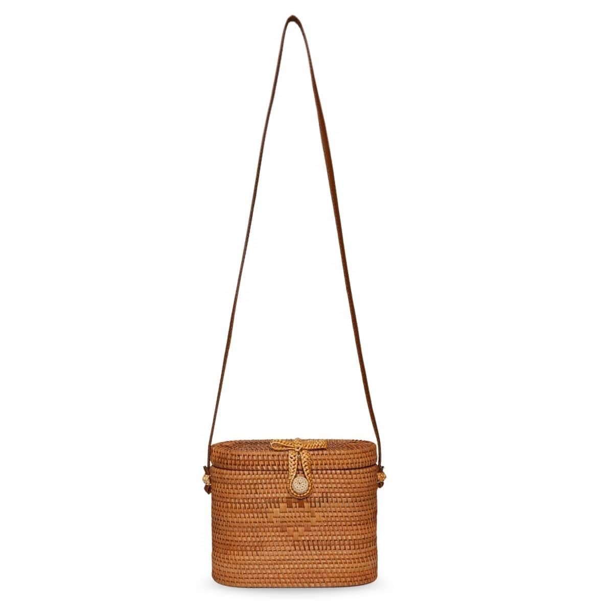 Bagoist 22 cm Kapaklı Silindir Rattan Çanta