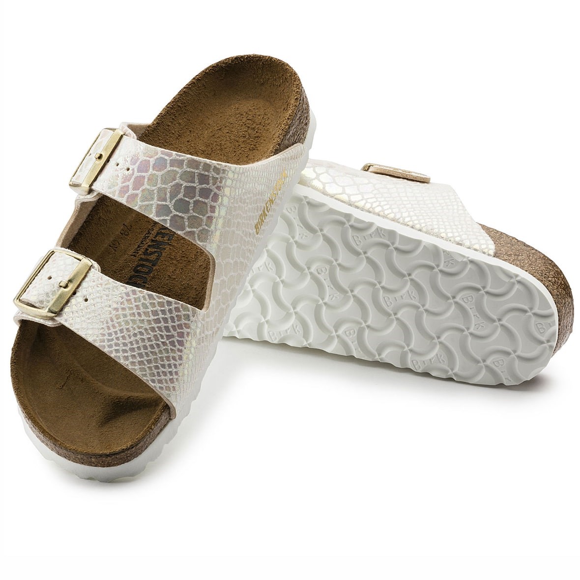 Birkenstock Arizona Bayan Terlik & Sandalet - Shiny Snake Cream