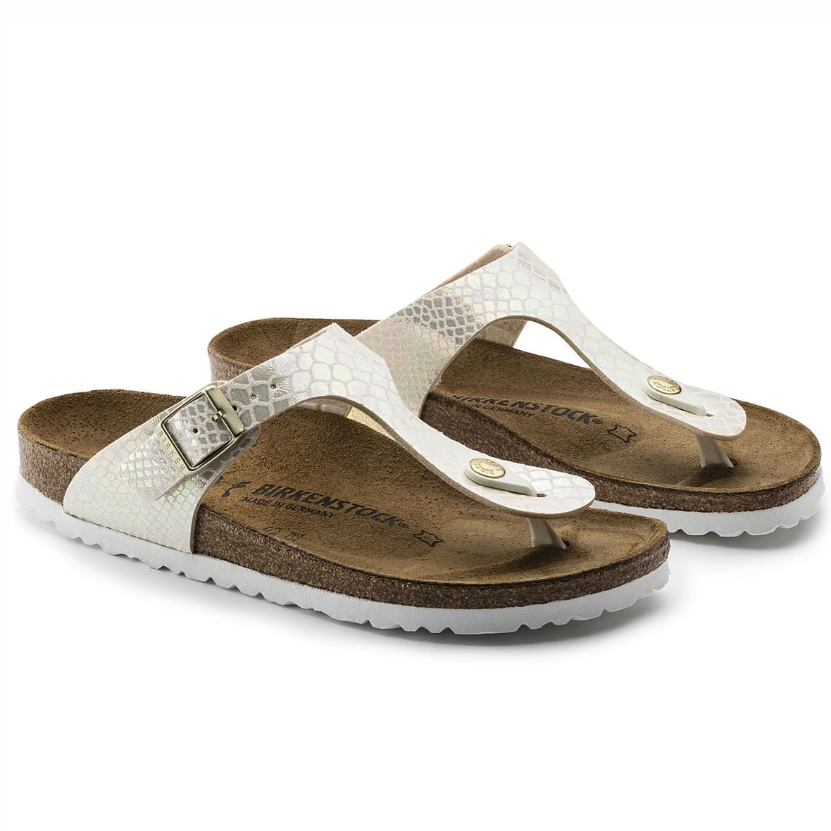 Birkenstock Gizeh Bayan Terlik & Sandalet - Shiny Snake Cream