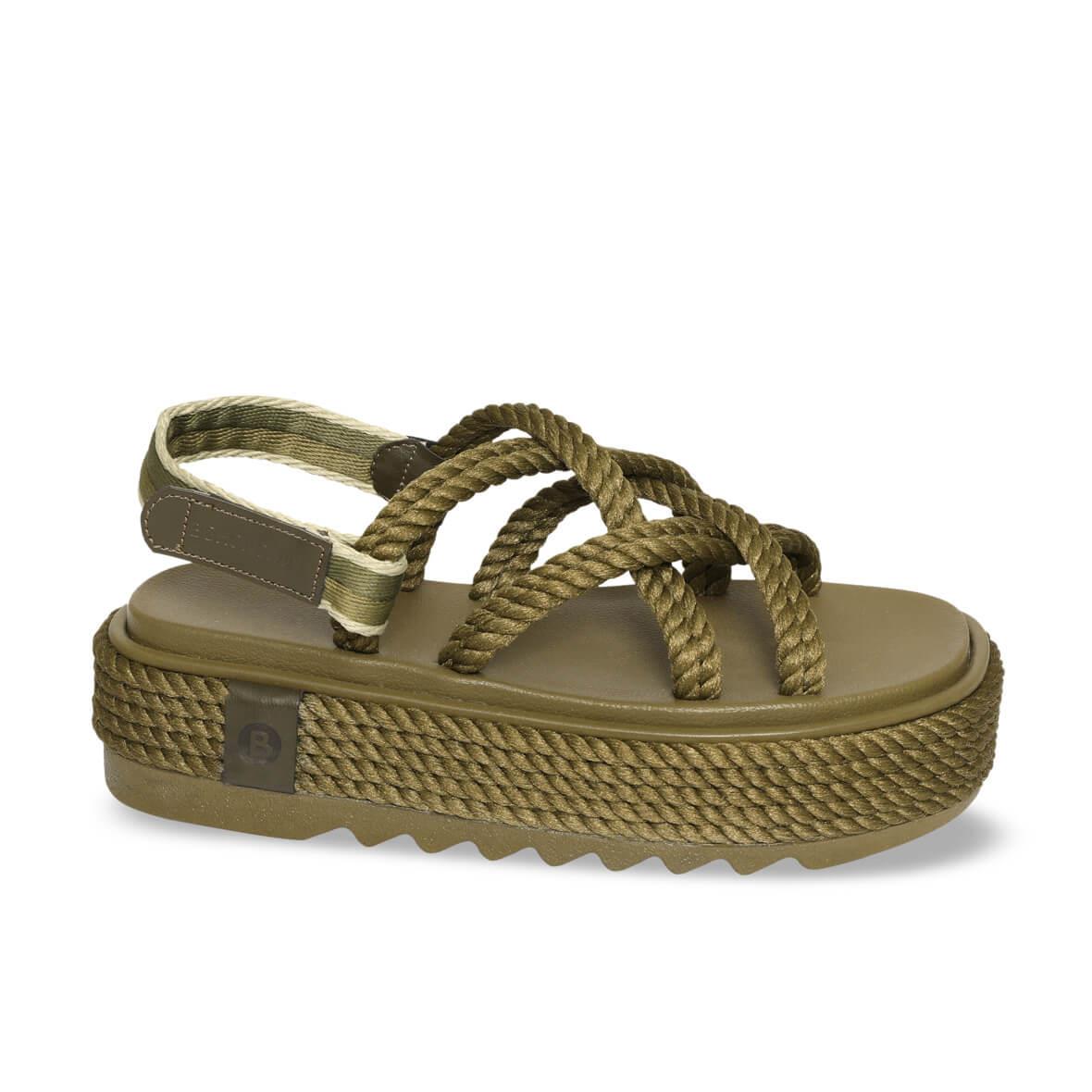 Bohonomad Bodrum Chunky Platform Kadın Sandalet - Haki