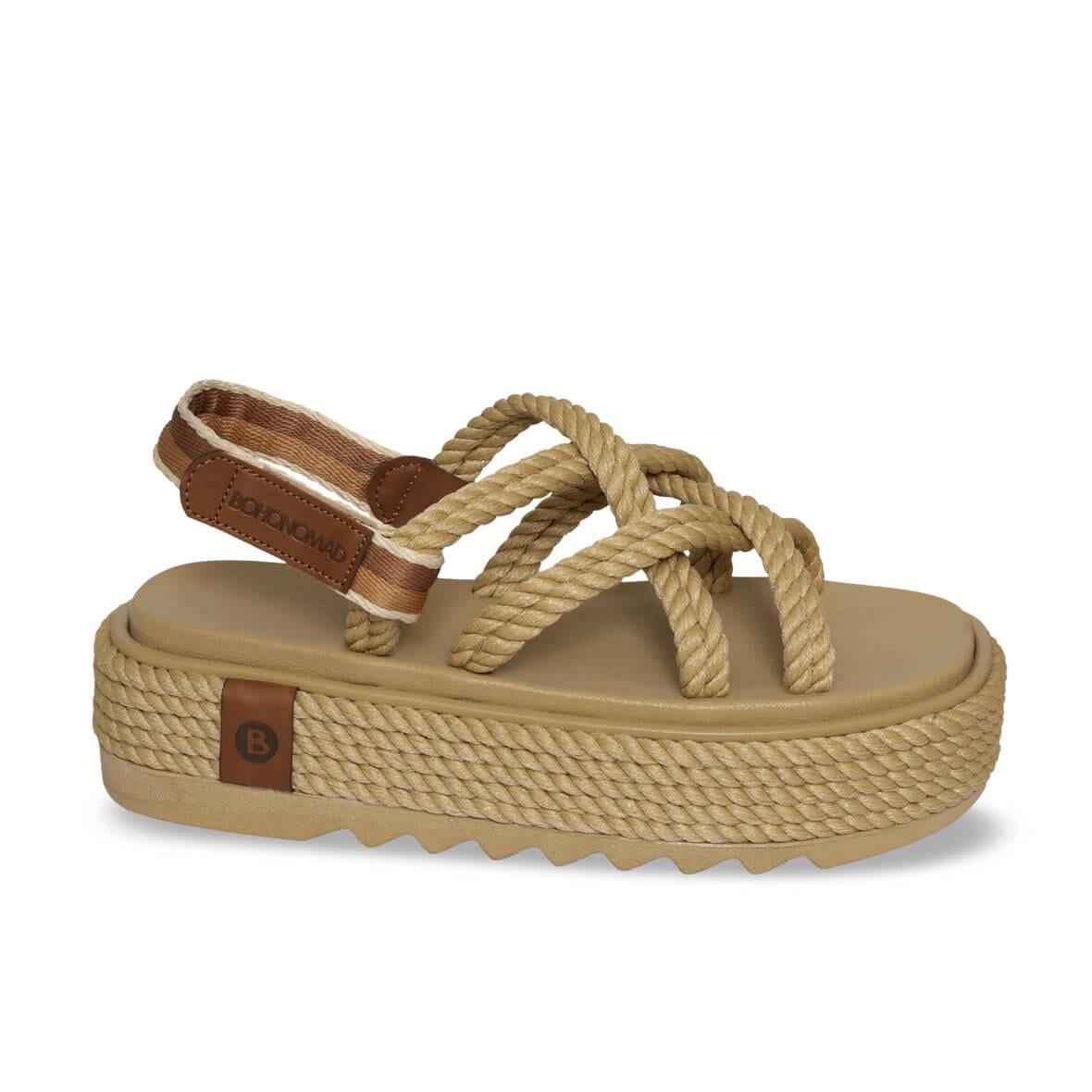 Bohonomad Bodrum Chunky Platform Kadın Sandalet - Bej