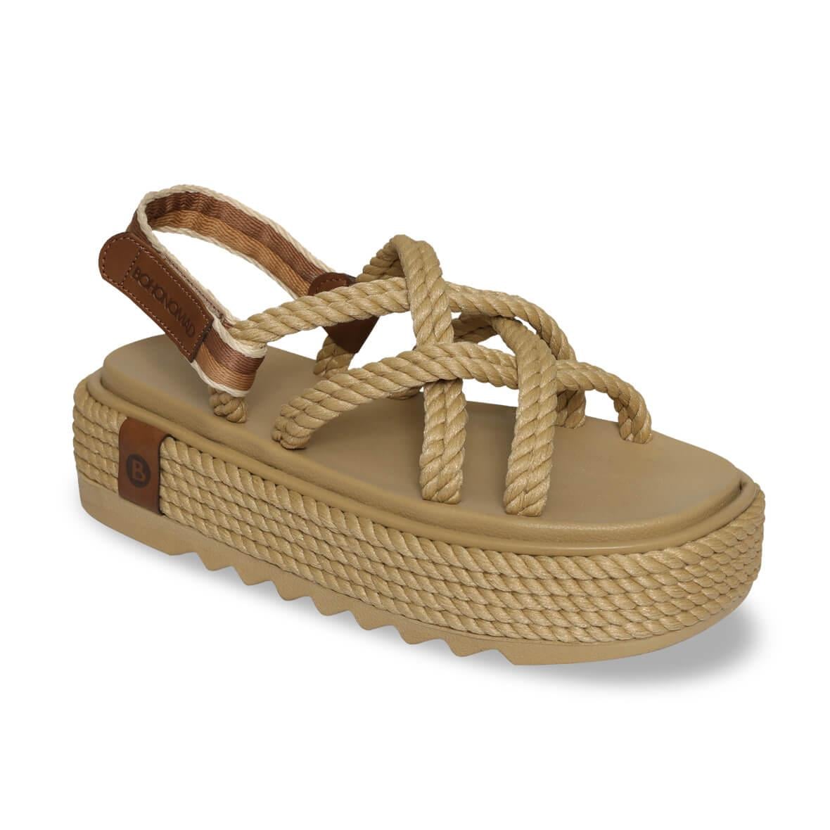 Bohonomad Bodrum Chunky Platform Kadın Sandalet - Bej