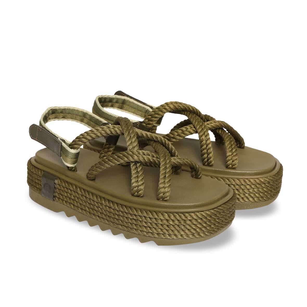 Bohonomad Bodrum Chunky Platform Kadın Sandalet - Haki