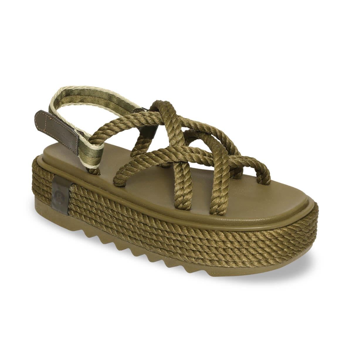 Bohonomad Bodrum Chunky Platform Kadın Sandalet - Haki