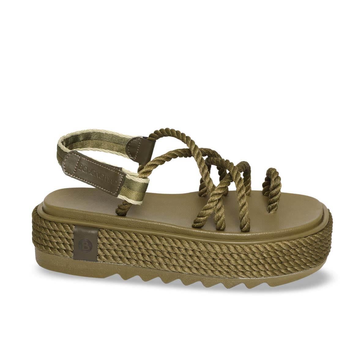 Bohonomad Ibiza Chunky Platform Kadın Sandalet - Haki